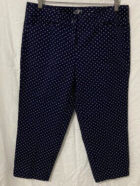 Loft Womens 10 Original Crop Blue Polka Dot Classic Prep Summer Chic Comfort
